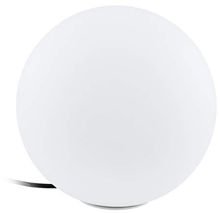EGLO Garten Kugel Monterolo, 1 flammige Außenleuchte, Stehleuchte aus Kunststoff, Farbe: Weiß, Fassung: E27, Ø: 30 cm, IP65