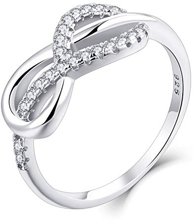 starchenie Unendlichkeit Ringe 925 Sterling Silber Zirkonia Infinity Verlobungsring Ringe für Freundin(Größe62)