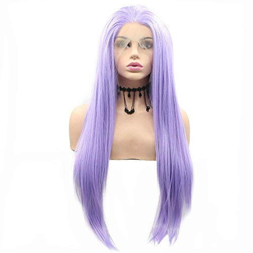 XINGYU Pastel Lila Púrpura Peluca Pelucas Delanteras de Encaje sintético amigable para Altas temperaturas para Mujeres Damas Cosplay Sirena Drag Queen Cabello Largo y Recto