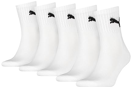 Puma Short Chaussettes, Blanc, 43/46 (Lot de 5) Unisexe