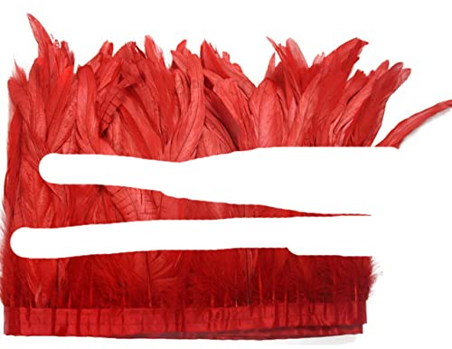 20–25 cm Hahnenfedern zur Verwendung im Kleidungsdesign – Rot, 20 Yards