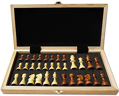 YMXWFC Schach Klappschach aus Holz Tragbares Reiseschachbrett mit Aufbewahrungsfächern für Schachfiguren Perfekte Anfänger und Erwachsene