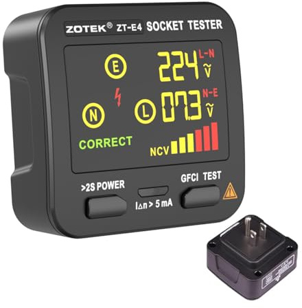 Socket Tester, Plug Tester for Electrical outlets,ZT-E4, Leakage Detector with GFCI Test, Electrical Circuit Tester for Quick and Safe Wiring Diagnosis