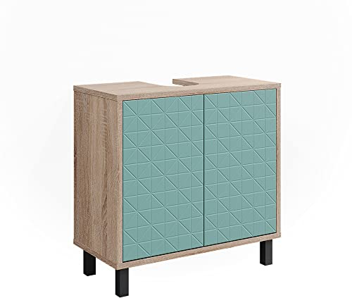 Vicco Mobile sottolavabo per bagno Agasta, Verde menta/Sonoma, 56.2 x 57.1 cm