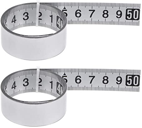 sourcing map 2pcs Self-Adhesive Measuring Tape 50cm Metric Tape Measure Stainless Steel Waterproof Middle to Both Sides Read Widened Metal Sticky Ruler Steel Workbench Ruler