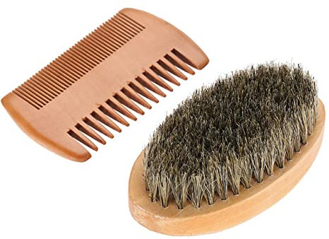 Bartkamm & Bartbürsten Set, 4,10x2,2 Zoll Herren Bartkamm Gesichtsbart Rasier Reinigungs Bart Bürste Holz Bartkamm Pflege Bärten Reise Tägliche Bartpflege Beard Comb Schnurrbärten Bartkamm für Männer