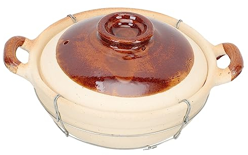 UPKOCH Casseruola Da Cucina in Terracotta Doppio Manico, Pentola Per Stufato Di Cibo 0,5l, Resistente Alte Temperature Per Uso Domestico e Cottura Uniforme