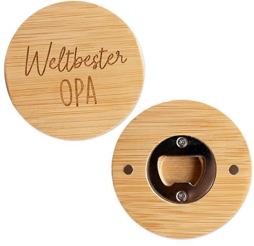 Papierdrachen Flaschenöffner aus Holz mit Gravur Opa - originelles Geschenk - Geburtstag - Set 02