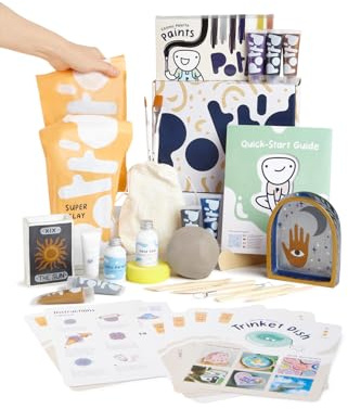 Pott'd Ton Töpferset fur Zuhause fur Anfanger - Lufttrocknend. DIY Set für Erwachsene. Enthält: Lufttrocknenden Ton, Werkzeuge, Farben, Pinsel, Dichtmittel, Anleitung