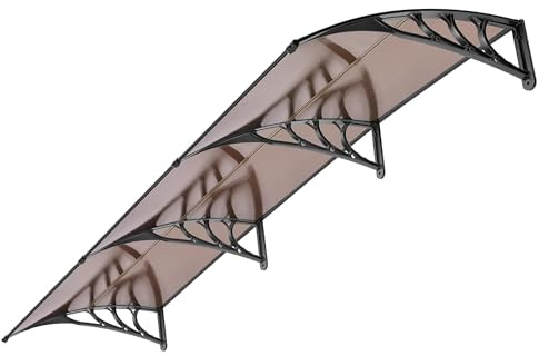 VIVOHOME Polycarbonate Window Door Awning Spliced Canopy Brown with Black Bracket 40 Inch x 120 Inch
