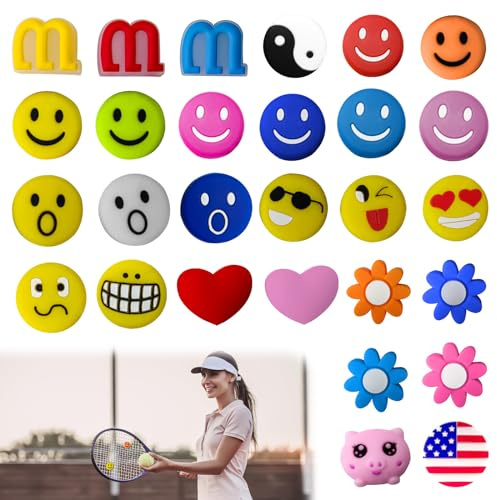 BAIFULAI Juego de 28 amortiguadores de silicona para raquetas de tenis, amortiguadores de vibración, juego de tenis, accesorios de tenis, amortiguadores, accesorios para raquetas de bádminton