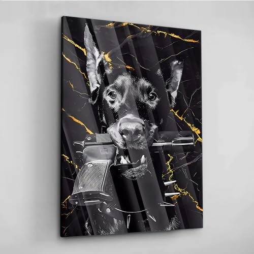 Acrylglas Pop Art Graffiti Dog Luxus Tier Wand Abstrakt Wandbilder Glasbilder Wohnzimmer Schlafzimmer Büro Wanddekoration Deko XXL günstig (Acrylglas auf Metall, 80x60 cm)