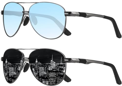 Pilot Sunglasses Mens Womens Polarised UV400 Protection Metal Frame | Unbreakable Classic HD TAC Lens,Anti Glare for Sports Travel,Fishing,Running,Cycling Golf Night Driving Glasses