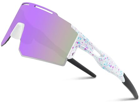 OULIQI Fahrradbrille Herren, Schnelle Brille Damen - Sportbrille UV400 | Radsport Brillen für Outdoorsport Radfahren Laufen Fahrrad UV 400 Schutz [26g TR-90 Ultraleicht] Baseball Brille