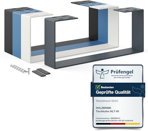 HOLZBRINK Tischbeine Metall Grau 1 Stück | Tischkufen/Tischgestell für Couchtisch, Esstisch, Schreibtisch, Sitzbank | Möbelfüße Size: 50x20cm