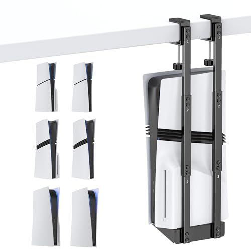 Kytok Support PS5 Sous le Bureau Vertical pour PS5/ PS5 Slim/ PS5 Pro, Support de Rangement pour les Versions PS5 Disc & Digital, Accessoires et Stockage pour PS5 Sous le bureau Gain de place