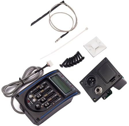 Vaguelly Tonabnehmer Kunststoffgehäuse 4-band Eq mit Lautstärkeregler und Digitalem Stimmgerät Schwarzes Zubehör für Akustikgitarre für Gitarren