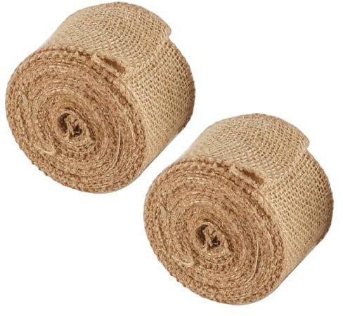 FONGKNOX Nastro di tela da imballaggio 5 cm 5 m di tela runner da tavola fai da te fatto a mano rotolo di iuta vintage shabby chic per matrimoni, feste, nastro decorativo in iuta