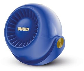 Unold 86679 Breezy Bowl – Kabelloser Akku-Ventilator | 3 Geschwindigkeiten | Bis zu 4h Laufzeit | 6W | 1.200 mAh | USB Wiederaufladbar | LED-Beleuchtung | Kompakt & Ideal für unterwegs, Royalblau