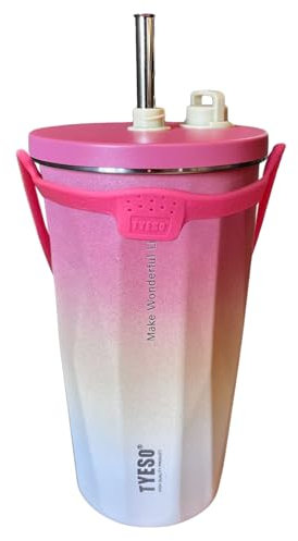 Liemuao Tasse Café Isotherme 600ml, Mug Isotherme avec Paille Couvercle, Moderne Mug Isotherme en Acier Inoxydable pour Chaud Froid, Thermo Café Etanche pour Voiture Voyage Camping Sports (Rose)