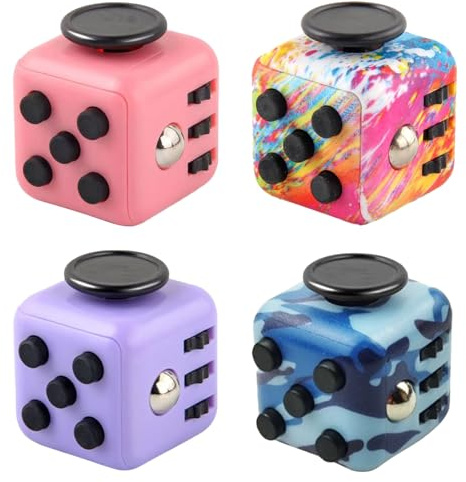 4PCS Anti-Stress Fidget Toy Cube Jouet avec 6 Modules Apaisants, Controller Réducteur de Stress pour réduire Le Stress en Cas de nervosité pour Tous Les Groupes d'âge