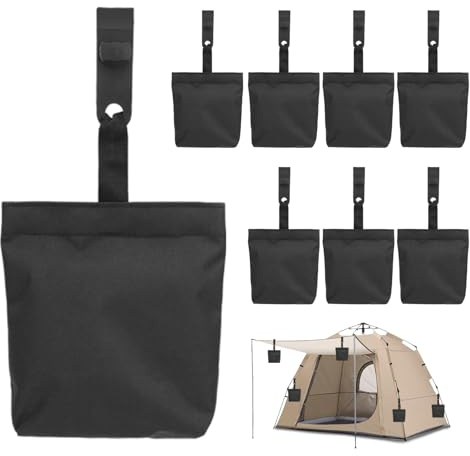 IIRC Lot de 8 sacs de sable pour tonnelle - Petit sac de sable lesté avec accessoires de fixation - Sacs de sable pour lestage pour tonnelle, tente, rideaux extérieurs