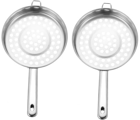 ABOOFAN 2pièces Écumoire Acier Inoxydable Avec Long Manche Grand Trou Pour Cuisson Friture Nouilles Boulettes Fruits Légumes Lavage