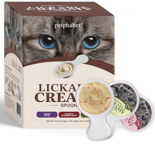 PETPHABET Lickable Cat Treats Spoon, 36 Count Creamy Puree Kitten Treats Variety Pack, Functional Wet Paste Cat Snacks for Skin & Coat Support, Hairball Relief, Urinary Health, Grain-Free Kitty Treat
