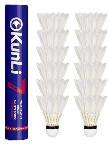 kunli Badminton Shuttlecocks 12-Pack (All Round Feather) Duck Feather Badminton Birdies with Great Durability Stability and Balance,Suitable for Professional Competition Or Training Indoor Sports