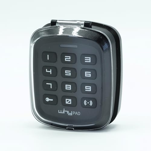WHY PAD 8991008 - Clavier à code radio universel noir pour motorisation portail & garage - Multi-fréquence 433/868 MHz - Code fixe et tournant + 1 Porte clés DOMOBIP (NOIR, WHY PAD UNIVERSEL)
