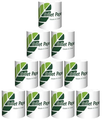 Pedimiento del baño: rollos 10x, rollos de inodoros sostenibles a granel, papel en relieve papel de inodoros | Servillillas de comedor amigable con la tierra para un baño e higiénico