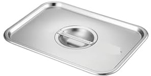 Plato hondo cuadrado grueso de acero inoxidable con asa, bandeja de almacenamiento de frutas y alimentos, bandeja para hornear pan y pasteles caseros, 40 x 30 cm (con tapa)