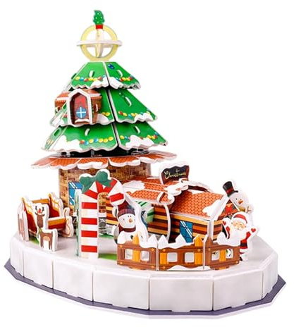 Puzzle di Natale per bambini e adulti, kit di puzzle 3D con casetta sull'albero di Natale per giocattoli fai da te per compleanni, donne e uomini, decorazioni per la casa, giocattoli natalizi per