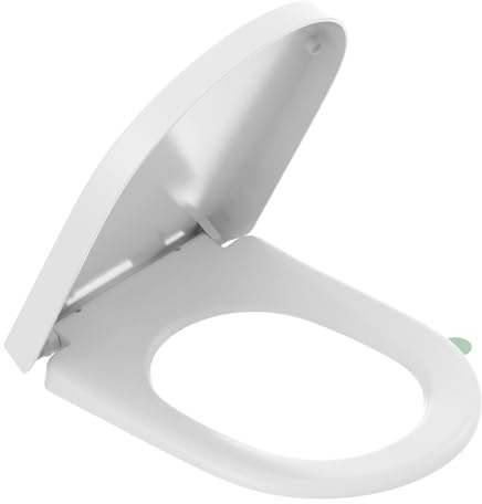 YEAUPE PRO Tapa WC Universal Forma de D [LARGO], Asiento de Inodoro de Cierre Suave con Liberación Rápida para, Tapa Inodoro Urea-formaldehído, Capacidad de carga de 150 kg, 46,4 * 35,9 * 5CM