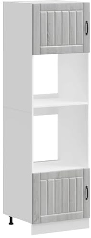 HETFTJN Herdumbauschrank Set 2-TLG Grau Sonoma 60 x 57 x 207 cm Holzwerkstoff Küchenschrank mit verstellbaren Füßen Modernes Design Stauraum für kleine Küchen und Singleküchen