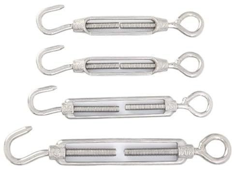 Tenditore a tenditore con gancio e occhio Tenditore for fune metallica Tenditore for fune regolabile in acciaio inossidabile Tenditore for fune lucidato(M4,5PCS)