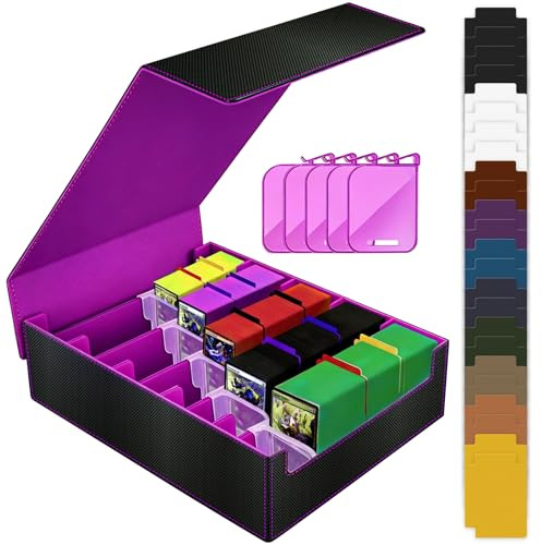 Dictien 5-reihige Deck Box, Sammelkarten Aufbewahrungsbox halt 3800+ Karten | Magnetische Spielkarte Deckbox für TCG/Magic the Gathering (MTG)/ YuGiOh/Sport/Commander Karte mit 5 Kartenhalter