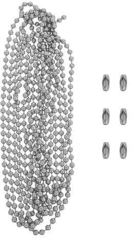 jojofuny Chaîne à Billes pour Stores et Rideaux 3 Mètres Acier Inoxydable 304 Argenté Longueur Réglable avec Connecteurs pour Stores Vénitiens Verticaux Remplacement de Chaîne de Tirage