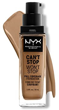 NYX Professional Makeup Fondotinta, Can't Stop Won't Stop Full Coverage Foundation, Lunga tenuta, Waterproof, Finish Matte, Tonalità: Caramel