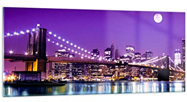 Vidrio Decorativo 120x50cm Moderno Panorámico Arquitectura Ciudades - 2443 | América Departamento Cuadro sobre Vidrio Grande Arte mural Dormitorio Cuadros de Pared Impresión en Cristal Glasprint ARTTOR