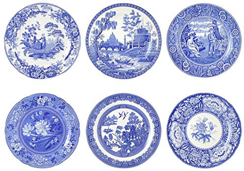 Spode Blue Room Georgian Plates, Set of 6 Assorted Motifs
