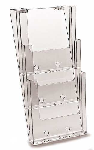 Prospektständer, 3 Fächer, für Prospekte und Broschüren in A4 (hochkant), zur Wandmontage