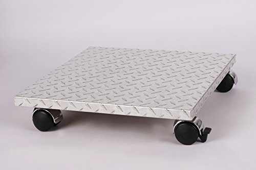 Möbelroller/Pflanzenroller (Profi) 40x40 cm, ALU, 120kg, Chromrollen + Bremse, Marke: Szagato, Made in Germany (Design-Pflanzenroller Transportroller Rollbrett)