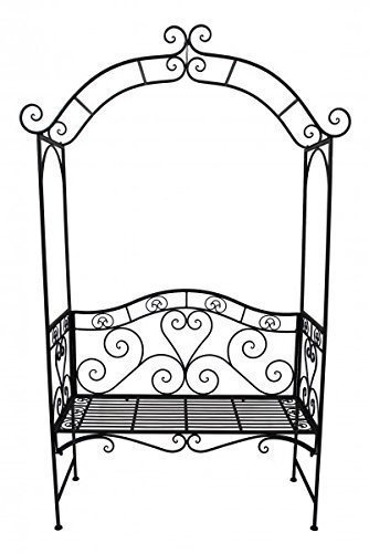 Gravidus Bank mit Rosenbogen - Robuste Rankhilfe & Torbogen aus schwarzem Metall, Ideal für Rankpflanzen im romantischen Garten
