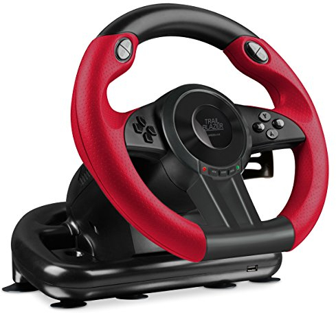 Speedlink TRAILBLAZER Racing Wheel - Multiplattform Lenkrad für Xbox One, Playstation 3 + 4, PC (Minimale Schaltzeiten - Status-LEDs - dosierbare Pedale) für Gaming/Konsole/PC/Notebook/Laptop, schwarz