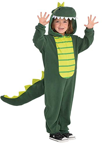 amscan 9902083 Barn Grön Zipster Dinosaurie Maskeraddräkt Ålder 4-6 år
