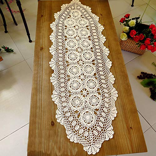 Laivigo Centrino rettangolare fatto a mano in pizzo all'uncinetto, 40,6 x 61 cm, beige