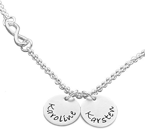 Partnerkette Kette Pärchen Unendlich mit Gravur IN LIEBE 925 Silber Namenskette Frau Infinity Unendlichkeit personalisiert