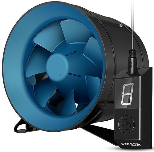 TerraBloom 10 Quiet EC Inline Duct Fan with Speed Controller, ECMF-250, 946 CFM, 126W, ETL, HVI and Energy Star Listed