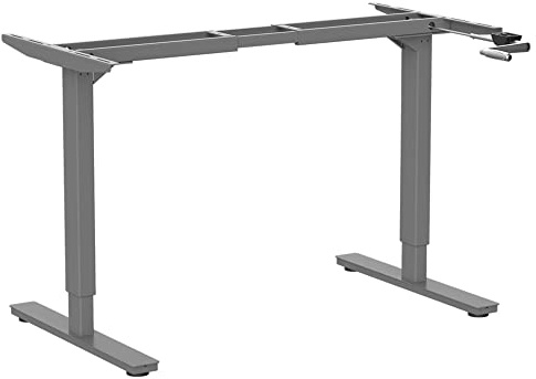 Ergotopia Desktopia Budget Höhenverstellbarer Schreibtisch | Per Kurbel verstellbares Tischgestell | Breite verstellbar für alle gängigen Tischplatten (Grau, Ohne Tischplatte)
